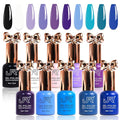 JR 10pcs 12ml Gel Nail Polish Set Blue Purple Gel Polish Set Semi Cured Long Lasting Vegan Chip-Resistant Soak off Nail Polish Gel Purple Gel Polish Gifts for Women F