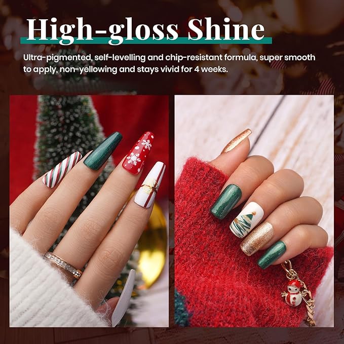 Beetles Valentines Gel Nail Polish, Red Sparkle Green Glitter Gold Silver Gel Polish Dark Red Gel Polish Kits Soak Off Nail Lamp Uv LED Cured for Nail Art Design Gift for Women
