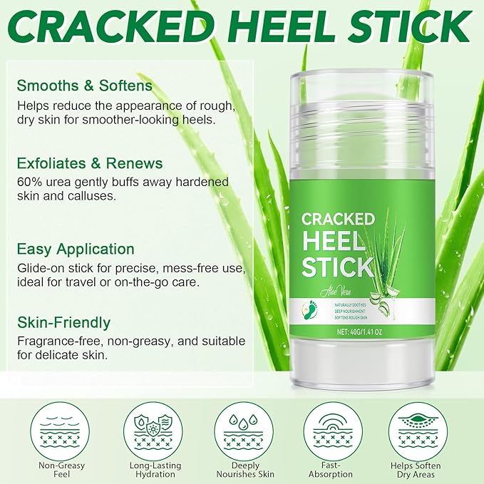 Urea Cream 60% Plus Salicylic Acid 2% Foot Balm Stick for Dry Cracked/Chapped Heel, Skinned knees, Hand Intensively Hydration/Moisturization, Callus Removal/Softening/Soothing-Aloe Scent|1.41 Oz/40 G