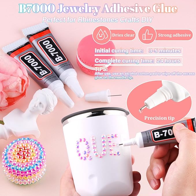 25000Pcs Light Pink AB Rhinestones for Bedazzling with B7000 Jewelry Glue, Non Hotfix Flatback Gems, Crystal Resin Rhinestones for Crafting Crafts Clothing Tumblers Mugs Shoes Fabric Decor Nail Art