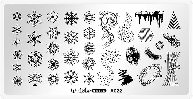 Whats Up Nails - A022 Back to Flurality Stamping Plate for Christmas Nail Art Design