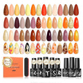 Peacecolor Fall Gel Nail Polish Set, 26PCs Gel Polish Kit 20 Colors Glitter Brown Red Orange 5PCs Matte/Glossy/Glitter Top Base Coat Nail Files Manicure Starter Kit Gifts for Women