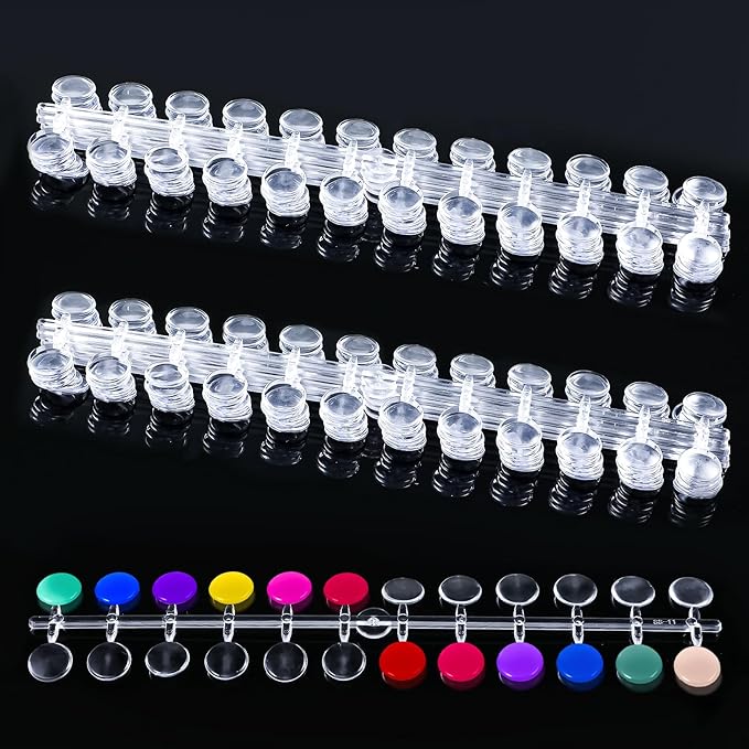 Prasacco 240Pcs Round False Nail Display Tips Clear Nail Art Color Display Chart with Adhesive Sticker Nail Display Card Sticks Nail Color Swatches for Nail Polish Training Practicing Color Displaying