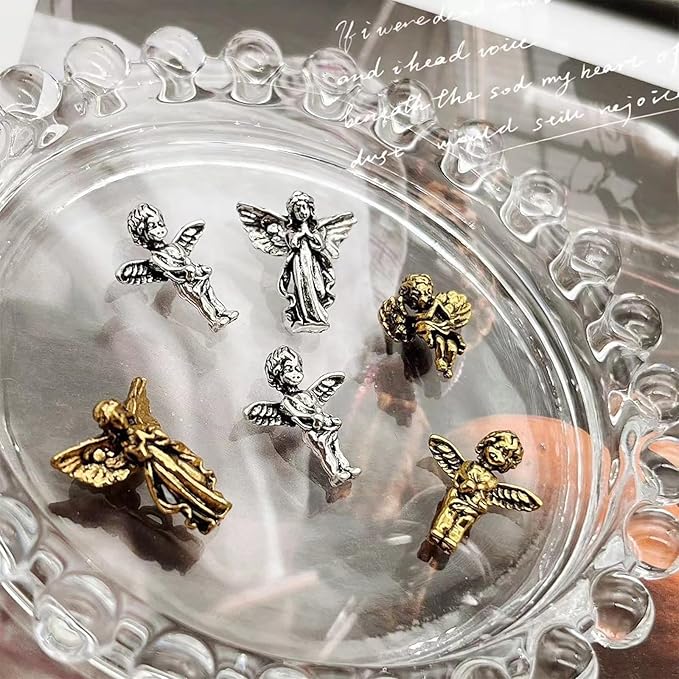 44PCS Nail Charms ，Virgin Mary Cupid Angel 3D Nail Gems Gold Sliver Nail Decorations ，Nail Rhinestones Accessories for Nail Art Supplies Manicure DIY