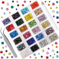 24 Colors2800 Pieces Rhinestones Round Crystal Glass Flat Back Rhinestones with 1Tweezers and 1Picking Pen for Nail Art Crafts Clothes Bags DIY (ss16)