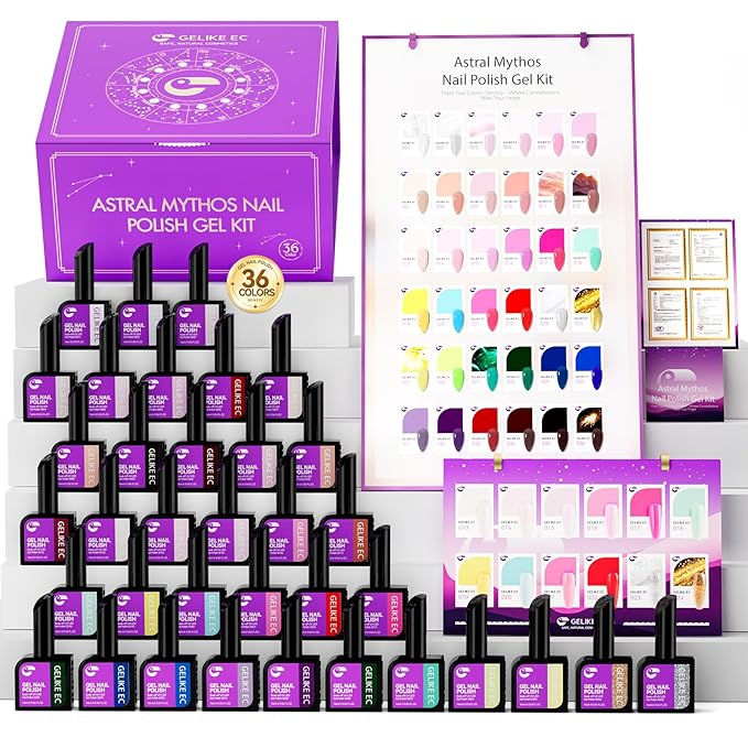 gelike ec Pro Gel Polish for Salon: 36 Colors Set HEMA-FREE Highly Pigmented Formula Manicure Nail Art Design for Professional Manicurist Nail Polish 16ml BIG Bottles
