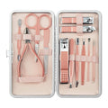 Manicure Set, 12 In 1 Stainless Steel Professional Pedicure Kit Nail Scissors Grooming Kit with Pink Leather Travel Case Pink