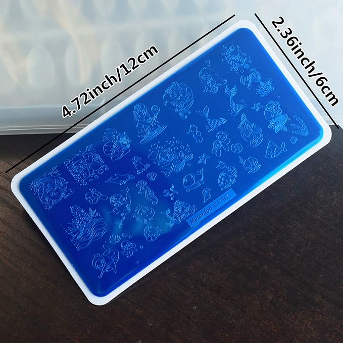 Cat Puppy Unicorn Nail Stamping Plate Kit Set, 7pcs Star Heart Cute Animal Design Nail Stamper Plate Rabbit Dogs Mermaid Image Stamping Plates Alien Dinosaur Nail Art Stamp Templates Stencils Tools
