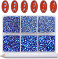 Bymitel Hotfix Crystal Rhinestones Round Gems for Crafts,Mixed 6 Sizes with Wax Pencil Kit, Sapphire AB 1.3-3.2mm(SS3-SS12/8000pcs)