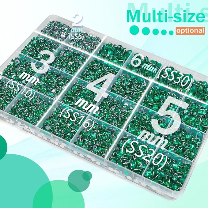 Jade Green Crystal Resin Rhinestones w B7000 Glue for Bedazzling Crafting 2mm-6mm Flatback Stones Diamonds Crystals Gems Bedazzler Kit for Nails Face Eyes Makeup Tumblers Bottles Crafts Shoes