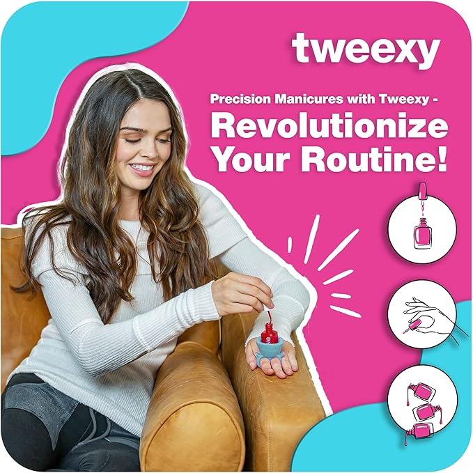 Tweexy Wearable Nail Polish Holder Ring - Ideal Gift for Teenage Girls - Nail Polish Holder Stand for Manicure & Pedicure, Fingernail Painting - Nail Polish Accessories (Island Blue)