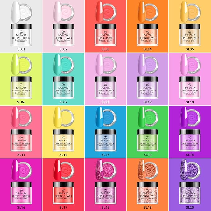 SAVILAND Dip Powder Nail Kit Starter: 29 Pcs Dip Nails Powder Starter Kit for All Season 15 ml Dipping Liquid Set with Base Top Coat Activator for French Nail Art Manicure DIY Salon Ideal Gift Set