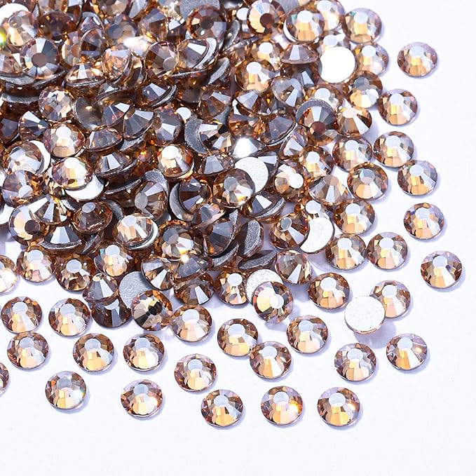 Gold Shadow Flatback Rhinestones, Glass Rhinestones for Nail Art and Craft, Glue Fix, Loose Crystal Gemstones(Gold Shadow, SS10, 1440pcs, 2.7-2.8mm)