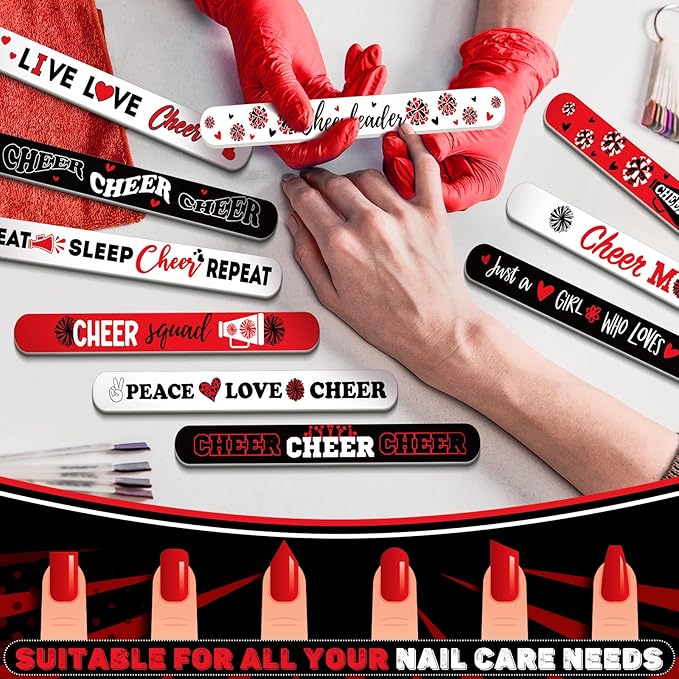 50 Pack Cheerleader Gifts Bulk for Team Cheer Mini Nail Files for Women Cheerleader Emery Boards Funny Cheer Party Favors Small Spa Gifts for Women Teammates Salon Manicure Tools