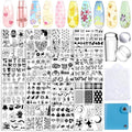 Biutee Nail Stamping Plates Set 16PCS Nail Stamper Kit with Nail Stamper, Scraper & Storage Bag Nail Art Stamping Plates Butterfly Star Flower Leaf Bowknot Design Nail Stamping Kit