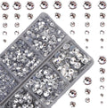 10000Pcs 2-Boxes Mixed Size Hot Fix Round Crystals Gems Glass Stones Hotfix Flat Back Rhinestones with Tweezers and Picking Pencil (Clear Crystal)