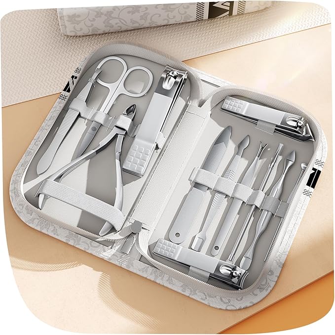 Manicure kit for Women – Nail Clippers, Cuticle Trimmer, Tweezers, Metal File, and Travel Case – Professional-Quality Tools for Home, Travel, or Gift Use