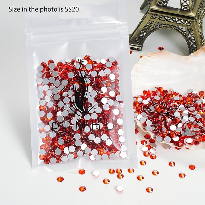 288pcs Flat Back Rhinestones Glitter Round Crystal Gems Glass Rhinestones for Crafts Nail Art Clothes Shoes DIY Decorations, Orange, SS30, 6.3-6.5mm