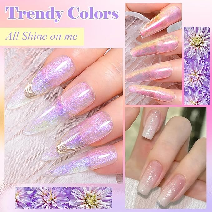 MEET ACROSS 9Pcs 3D Builder Gel Kit for Nail Art Aurora Pink Non Sticky Hand Carving Extension Solid Builder Gel for Nails with Silicone Pen Manicure Kit 4 Colors