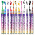 Nail Art Pens Set Fine Tips 3D Nail Polish Pens Acrylic Paint Nail Drawing Liner Dotting Quick Drying Nail Art Markers Kit Tools for Professional Nail Art Design(12 Colors 0.5mm)