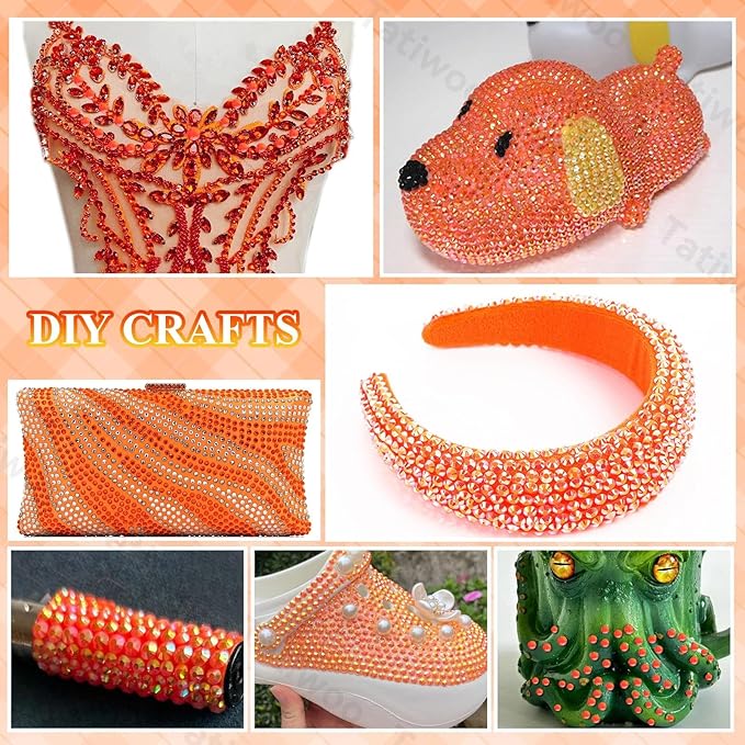 20000Pcs Orange Flatback Jelly Resin Rhinestones for Bedazzling, Mix Sizes Crystal Rhinestones Gems, Orange Gems Bedazzling for Crafting, Flatback Rhinestone for DIY Face Makeup Crafts Tumblers