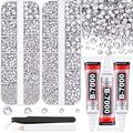 Resin Rhinestones for Crafting with B7000 Jewelry Glue, 2 Boxes Silver Clear Flatback Crystals with 3Pcs 10ml Glue for Bedazzling Crafts DIY Nail Art Makeup，Gems for Clothing Shoes