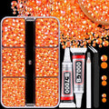Resin Jelly Rhinestones for Crafting with B7000 Jewelry Glue, 1 Box Orange AB Flatback Crystals with 2Pcs 10ml Glue, Bedazzling Non Hotfix Gems for DIY Tumblers Clothing Shoes Manicure