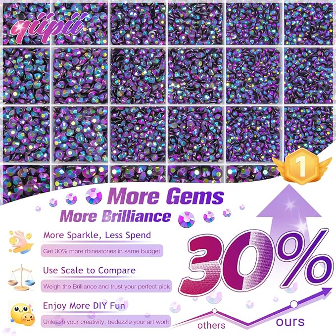 Purple Rose AB Resin Rhinestones w B7000 Glue for Bedazzling Crafting 2mm-6mm Flatback Jelly Stones Diamonds Gems Bedazzler Kit Charms for Nails Face Eyes Makeup Tumblers Bottles Crafts Shoes