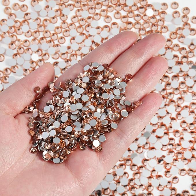 Beadsland Flatback Rhinestones Bulk,14400pcs Champagne Rhinestones for Nails Crafts Clothes DIY Decoration, Light Peach, SS16, 3.8-4.0mm