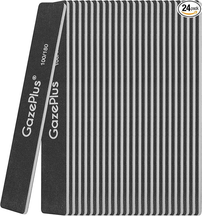 Nail Files, 24 PCS Fingernail Files 7" Long 100/180 Grit Emery Boards for Nails Professional Nail File Bulk Washable Suitable for Both Acrylic and Natural Nails Black