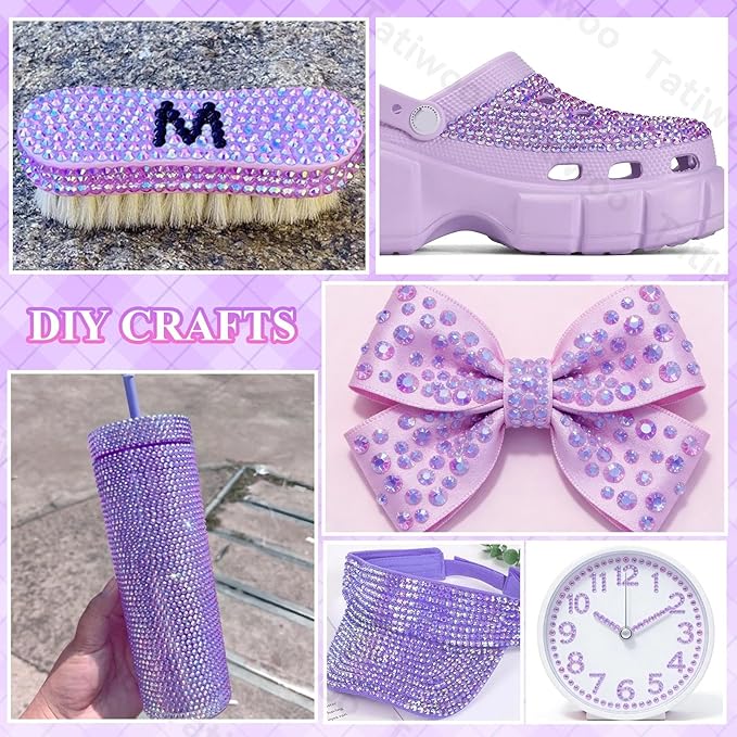 20000Pcs Light Purple AB Flatback Jelly Resin Rhinestones for Bedazzling, Mix Sizes 2-6mm Crystal Rhinestones Gems, Purple Gems Bedazzling for Crafting for DIY Face Makeup Crafts Tumblers