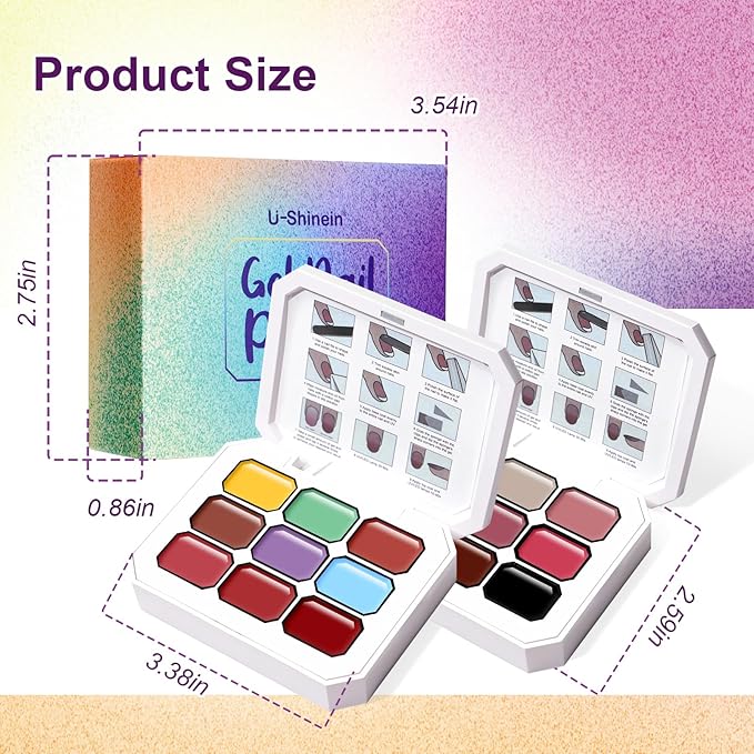 Gradient Gel Nail Set,18 Bright Nude Color for Ombre Summer Rainbow Nail Polish Platte Kit, Pat Painting Gel French Nail Manicure No-wipe Soak of UV DIY Art Home Salon