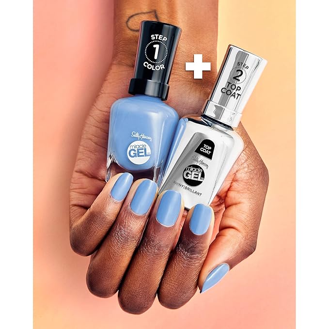 Sally Hansen Miracle Gel Salon Quality Nail Polish | Gel-Like Formula, Two-Step System, No UV Light Needed, Long Lasting | Semi-opaque, glossy | 184 Frill Seeker | Soft Nude Pink Nail Polish
