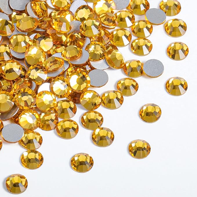 Beadsland Flat Back Crystal Rhinestones Round Gems for Nail Art and Craft Glue Fix, Topaz, 2.3-2.5mm, SS8/1440pcs