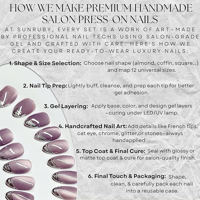 Press On Nails Short Almond Cat Eye Purple Light with Silver Glitter French Tip| Reusable Soft Gel Nails in 12 Sizes 24 Nail Kit with Glue|Designed in L.A, Handmade in Vietnam|Velvet Twilight