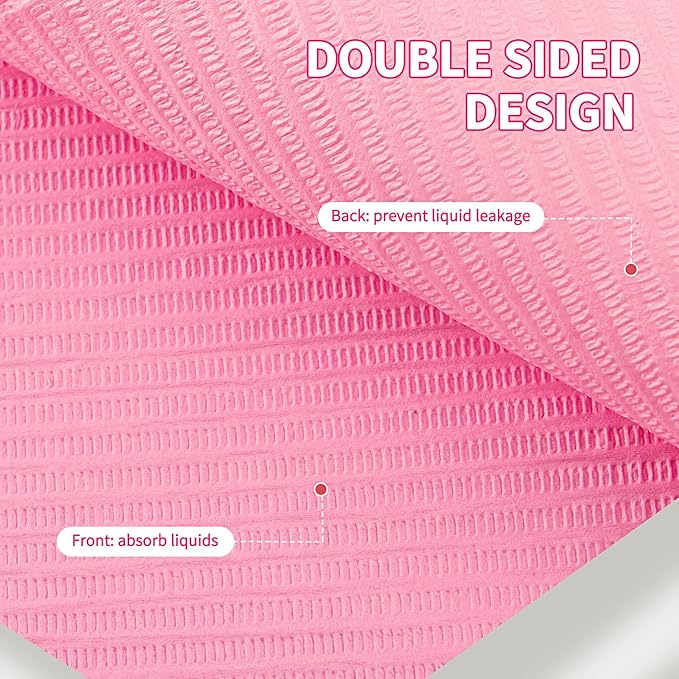 Gusnilo Nail Art Table Mat - Disposable Nail Paper Towels (250PCS) - Pink Waterproof 3-Ply Nail Art Paper 13" X 18" Pads for Nail Table Decoration Kit, Nail Art Accessories