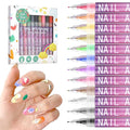 12 Colors Nail Art Pens Set for Girls,Quick Dry Nails Doodle Pens for Girls,Nails Art Marker Pen Fine Tip for Home Salon Nail Art（0.5mm Pen Nib）