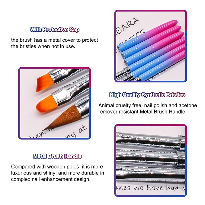 Nail Clean Up Brushes, SILPECWEE 3pcs Nail Polish Remover Brush, Nail Brushes for Cleaning Polish Acetone Cuticle, Nail Art Brush Manicure Brush for Nails Design Tool