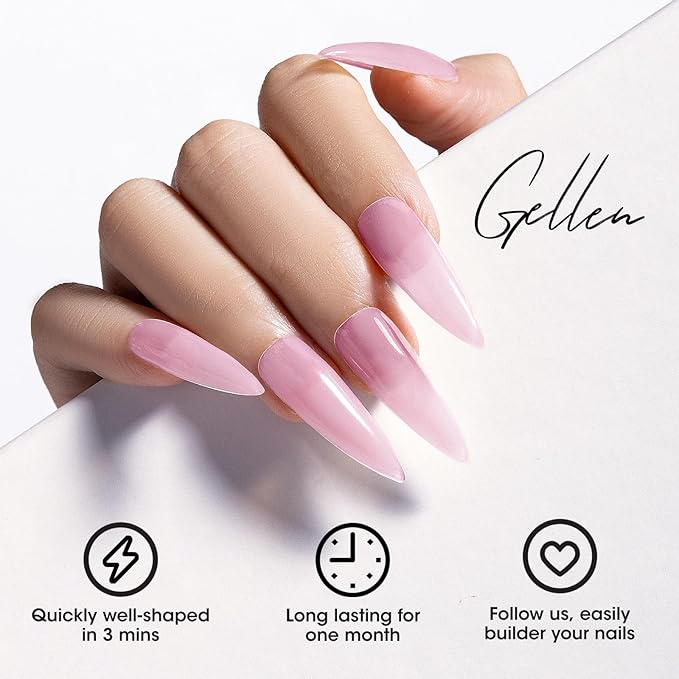 Gellen Builder Gel Kit - Nail Extension Kit 4 Colors Nude Baby Pink Naked Purple Rose Brown Hard Gel Nail Builder 15ml
