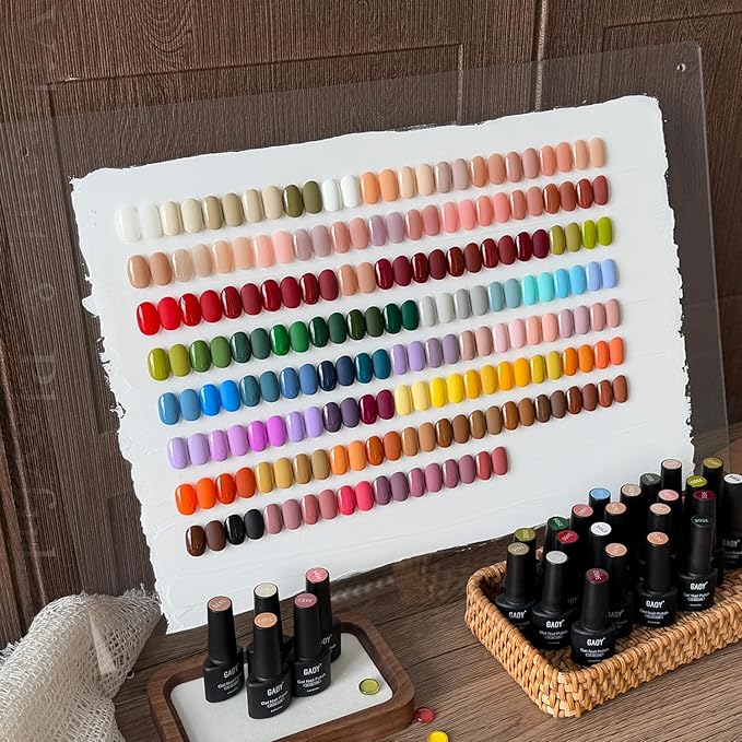 GAOY 108 Pcs Gel Nail Polish Set, 100 Colors All Season Gel Polish Kit Red White Black Purple Green with 8 Pcs Soak off Base Glossy Matte Top Coat & Builder for Nail Art DIY Manicure at Home