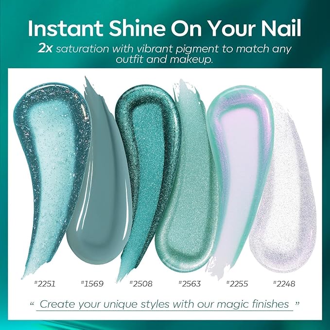 modelones Gel Nail Polish, 6 Colors Hema Free 9D Green Glass Cat Eye Sliver Green Glitter 2026 St Patricks Spring Nail Polish Kit with Magnet Soak Off LED Winter Cateye Nail Art Gel DIY Salon