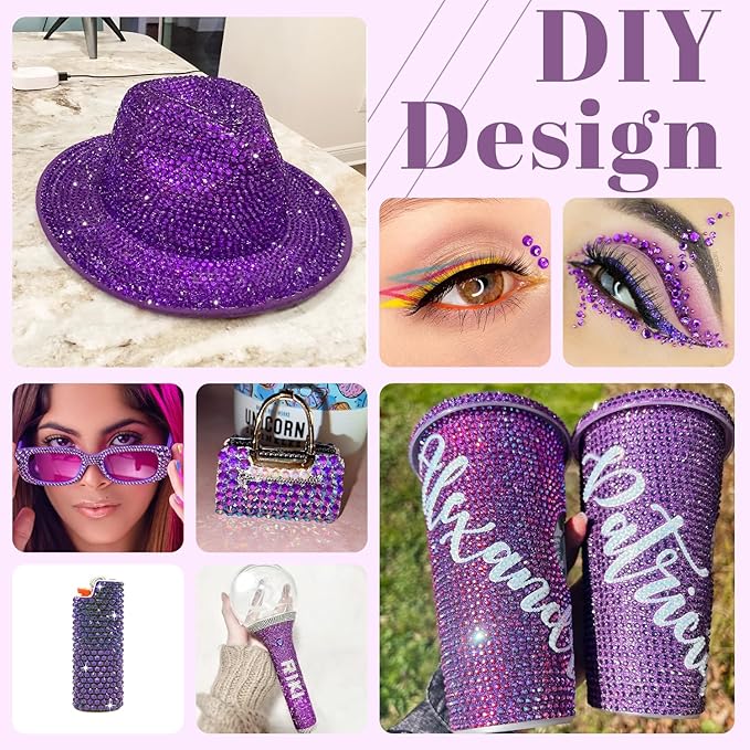 6000PCS 4mm Resin Rhinestones Bulk for Crafting (Dark Violet), Flatback Bedazzling Crystals for Crafts DIY Nail Decoration, Gems Charms for Tumbler Shoes Clothing Fabric with Pickup Pen and Tweezers