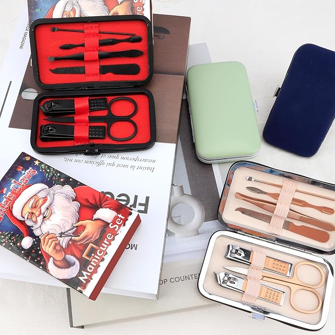 Blue Nail Clipper Kit with Set Nail Clipper Sets Manicure Set for Men Women Small Gifts for Dad Husband Colleagues Funny Christmas Stocking Stuffers