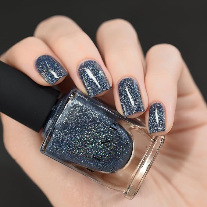 ILNP Industrial Park - Neutral Denim Blue Holographic Sheer Jelly Nail Polish