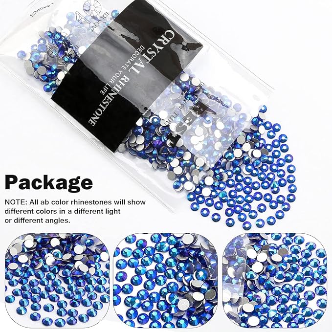 SS16 Flatback Crystals - 1440pcs Sapphire AB Rhinestones for Crafts, Nails, Art, Makeup, Bags, Shoes & DIY Decoration