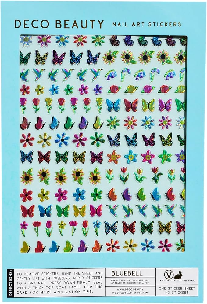 Deco Beauty Bluebell -Super Thin & Easy-to-Apply Nail Art with The Cutest Designs-Durable & Long-Lasting Nail Art Stickers and Decals for Women, for DIY at-Home Manicures & Salon-Quality Nails