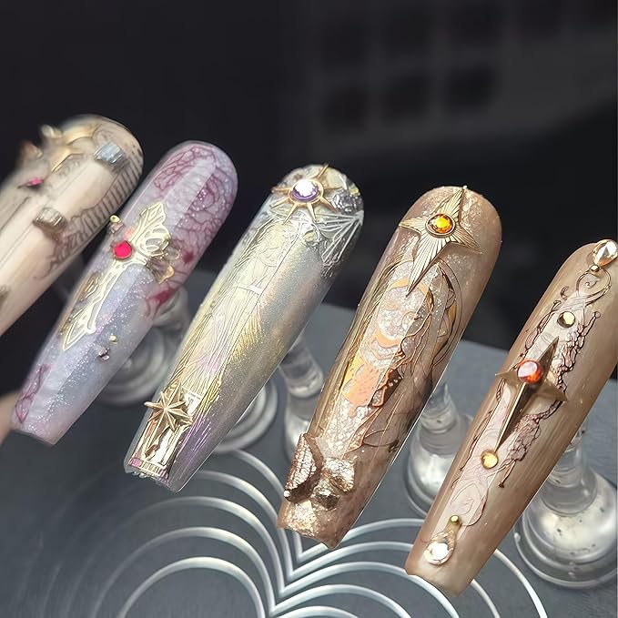 3D Star Nail Mold Multiple Shapes Metal Starlight Silicone Nails Molds Accessories Gel Moon Art Manicure Tools
