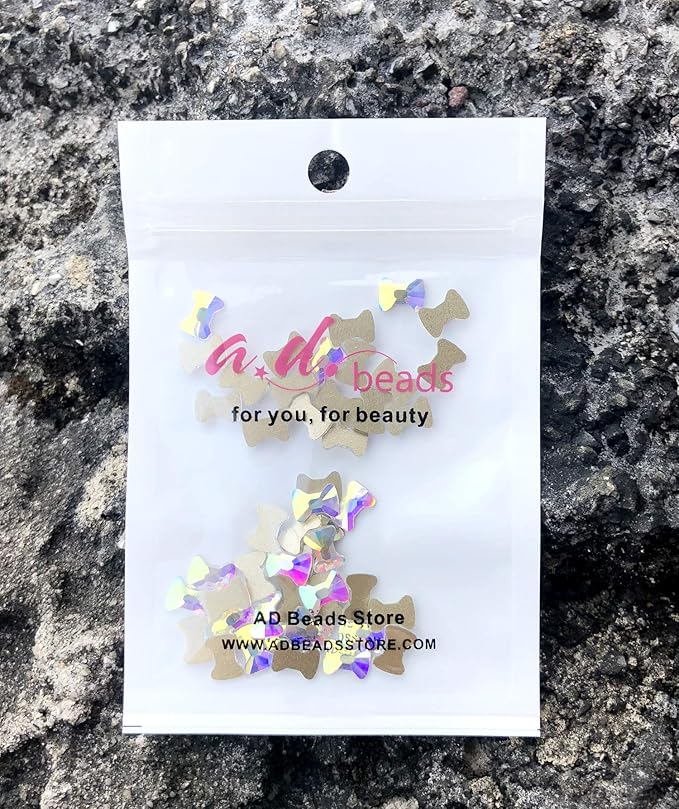 AD Beads Top Czech AB Crystal Flatback Rhinestone Nail Art Decoration Multi Shape (S26 Tie 4x6mm, 100 Pcs)