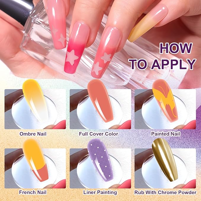 Gradient Painting Gel Set, 4*Plates Ombre Gel Nail Polish Pigment Pat Nails,Long-lasting Silky Texture Highly Saturated French Manicure Soak of UV/Led Home Salon DIY Nail Art JOMK