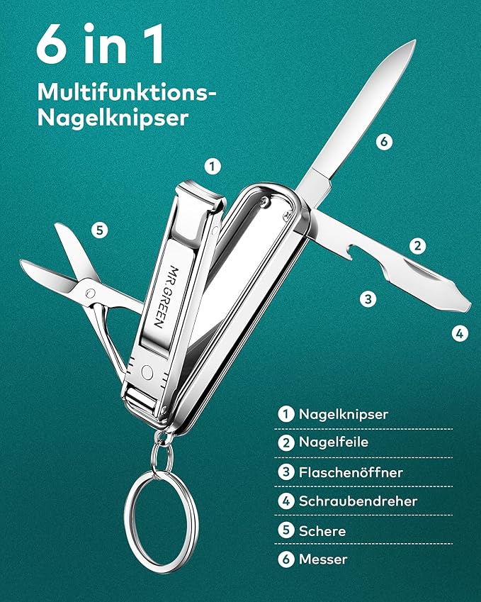 Portable Nail Clippers,Medical Grade Stainless Steel Foldable Nail Cutter with Leather Case, Ultra Slim Travel Design Mr-1099sl (Pack of 2)